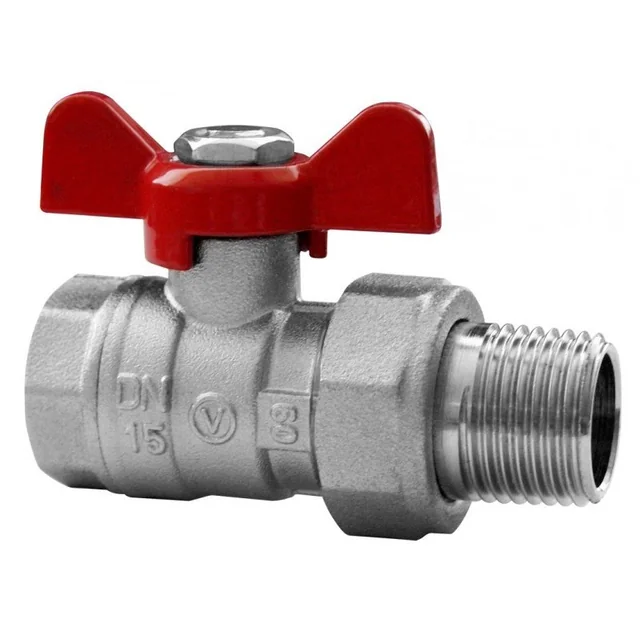 Nickel plated ball valve with gland with half screw with aluminum butterfly (MAl) ONYX 1/2 inch