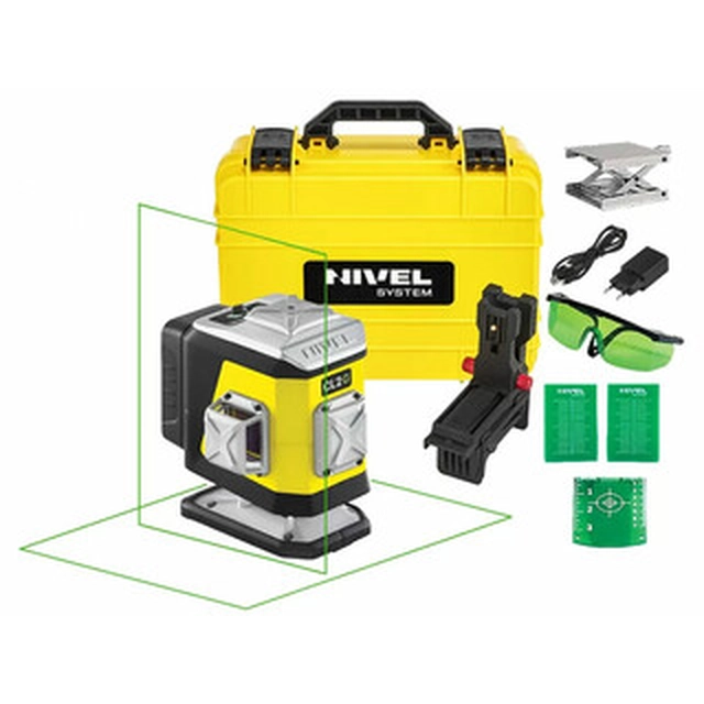 Nivel System CL2G 2x360 Green line laser Effective beam with signal interceptor: 0 - 70 m | 1 x 4 Ah battery + charger | In a suitcase