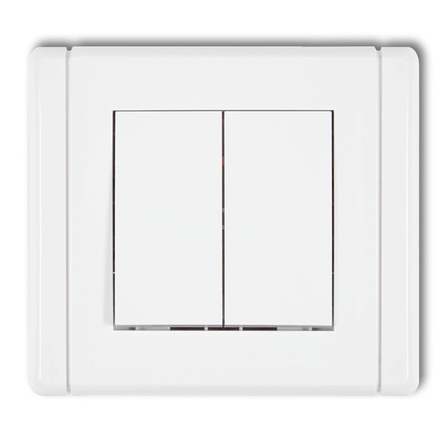 NO, two-pole switch (two buttons without pictograms, separate power supply) white KARLIK FLEXI FWP-44.2