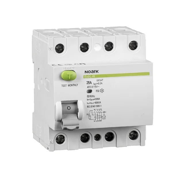 NOARK Aardlekschakelaar 3-faz 4P 100A 300mA 10kA Type S+AC (108726)