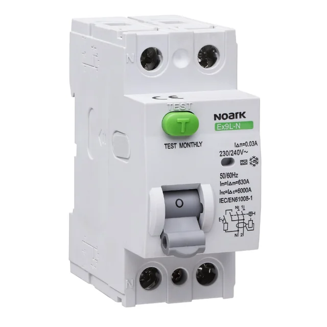 NOARK Disjuntor de corrente residual 1-faz 2P 40A 30mA 6kA TypA(108350)