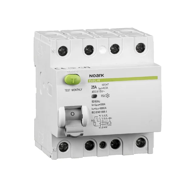 NOARK Disyuntor de corriente residual 3-faz 4P 16A 300mA 6kA TipoA (108338)
