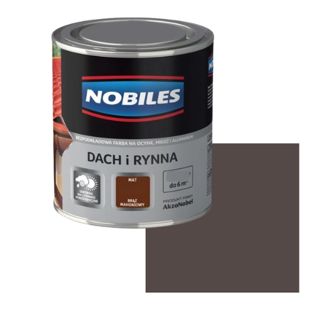 Nobiles Pintura para tejados y canalones de chapa galvanizada MARRÓN CHOCOLATE 5l