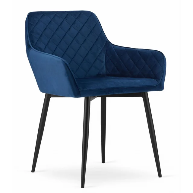 NOLA chair - navy blue velvet / black legs x 1