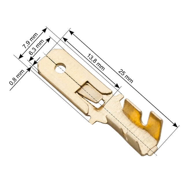 Non-insulated flat male connector 100 Pcs