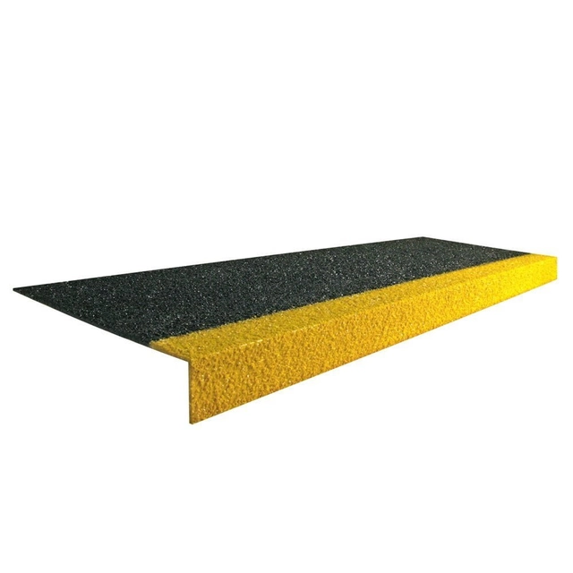 Non-slip Stair Overlays With Edge - Cobagrip Black-Yellow 1.5M X 345Mm X 55Mm