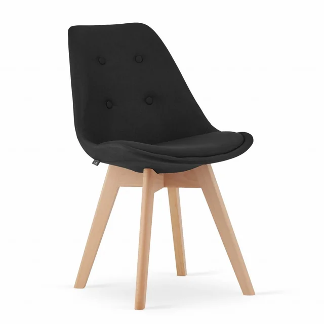 NORI stol - svart material - naturliga ben x 1