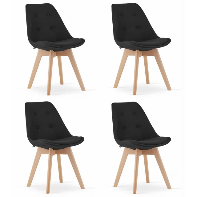 NORI stol - svart material - naturliga ben x 4