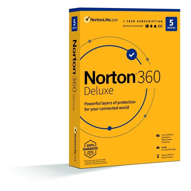 NORTON 360 DELUXE 50GB CZ PRO 1 UŽIVATELE PRO 5 ZAŘÍZENÍ NA 12 MĚSÍCŮ BOX