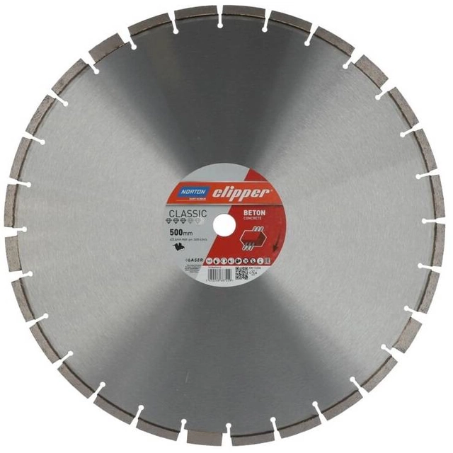 NORTON CLIPPER DIAMOND BLADE NORTON CLASSIC BETON LASER 500mm X 25,4mm VOOR BETON voor NORTON CLIPPER CS1 OFFICIËLE DISTRIBUTEUR - GEAUTORISEERDE NORTON CLIPPER DEALER