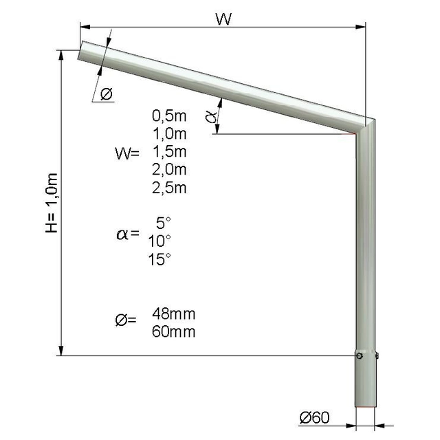 NT ST pluma 1 marco. 1,5 m, 15st, fi 60