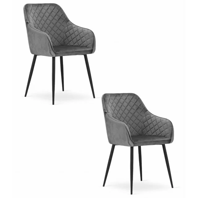 NUGAT chair - gray velvet / black legs x 2