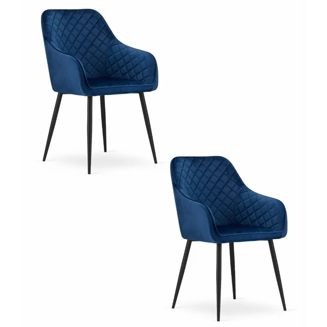 NUGAT chair - navy blue velvet / black legs x 2