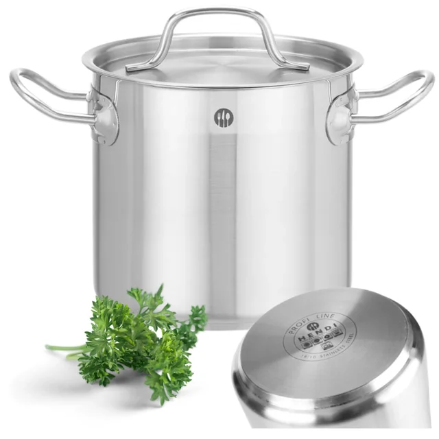 Oală de catering din oțel inoxidabil cu capac 16l Ø28 Cm Hendi 832509 - 10 Ani garanție