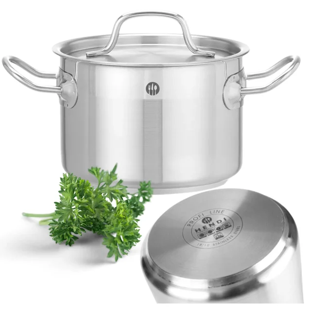 Oală de catering din oțel inoxidabil cu capac 23,5l Ø36 Cm Hendi 831700 - 10 Ani garanție