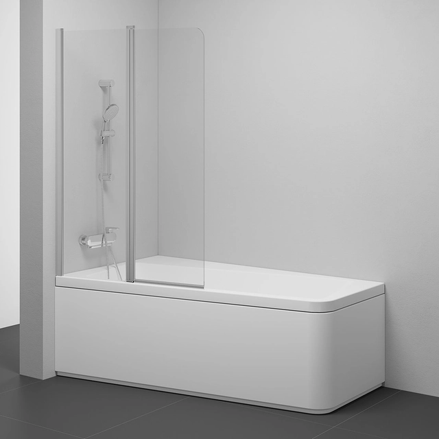 Oboustranná koupelnová stěna Ravak 10°, 10CVS2-100 L satén+sklo Transparent