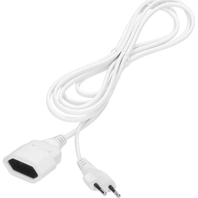 Однорозетковий плоский домашній подовжувач Orno, 1x2P, 3m,kabel PVC H03VV-F 2x0,75mm?, 230VAC