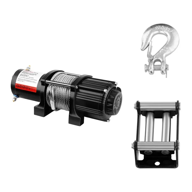 Off road cable winch for a car, rope 12.5 m, pulling capacity 2040 kg + Roller guide