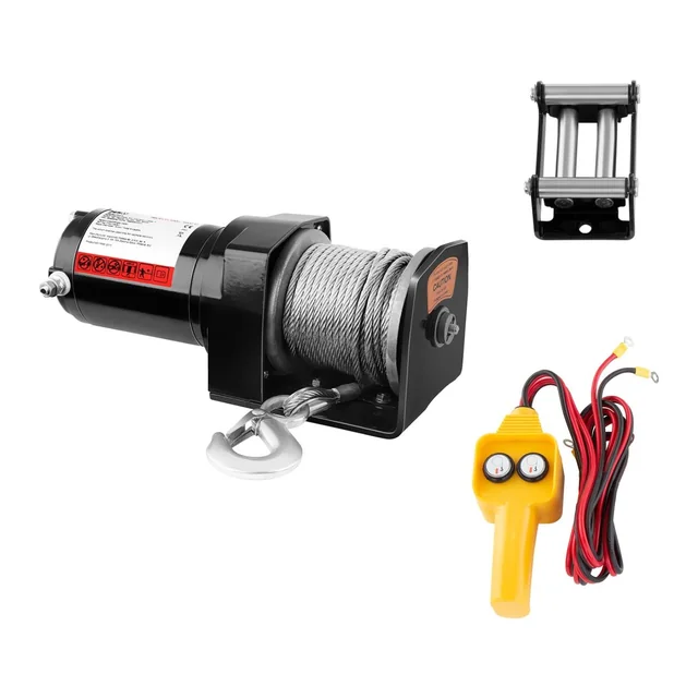 Off-road cable winch for a car, rope 15 m, pulling capacity 907 kg + Pilot