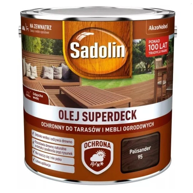 Oil for terraces and garden furniture Sadolin Superdeck rosewood 2,5 l