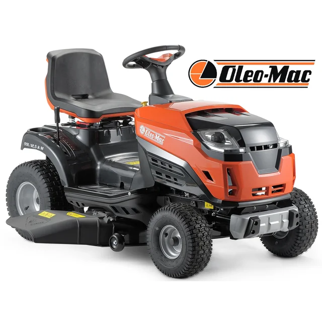 OLEO MAC OM 99L/12.5KM TRACTEUR DE JARDIN AVEC DISPUTER LATÉRAL TONDEUSE À GAZON À ESSENCE AUTOMOTRICE 68059201 98cm -