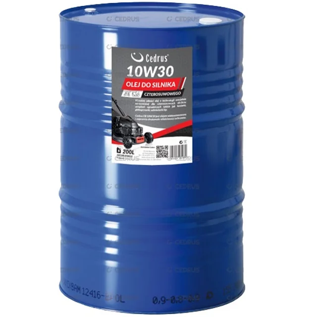 OLIO MOTORE CEDRUS 10W-30 CANNA 200L PER MOTORI DI FALCIATRICI, TRATTORI, RADICANTI, SPAZZATRICI NAC, OLEO-MAC, STIHL, B&S Briggs & Stratton, HONDA, SUBARU, ecc. per motori a quattro tempi - EWIMAX -