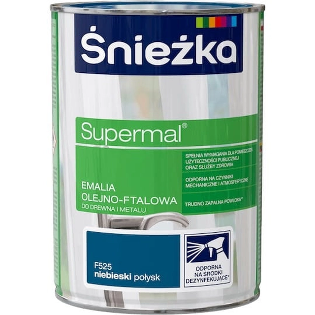 Olje-ftalisk emalj för trä och metall Śnieżka Supermal blå glans 0.8 l