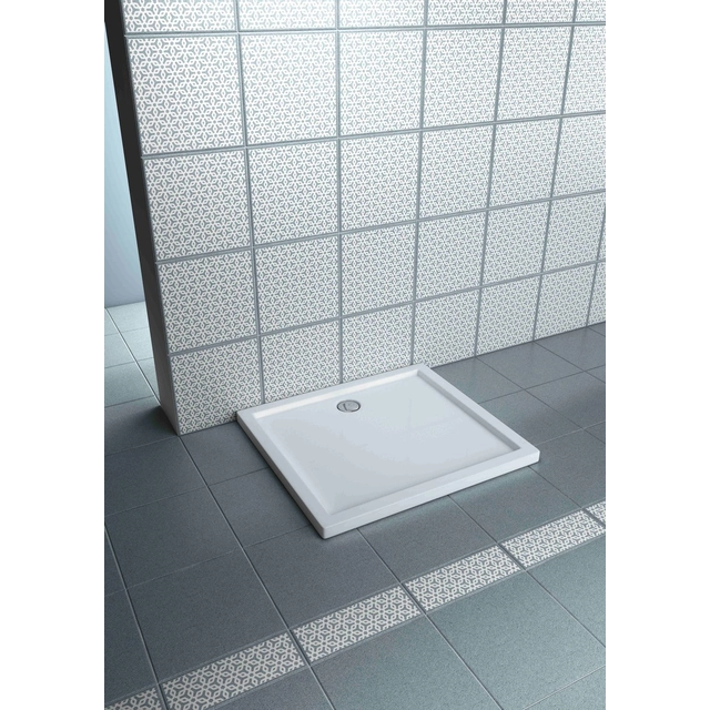 Online paddling pool 80x80 cm square tile type, depth 3 cm, total height 5, siphon hole Ø90