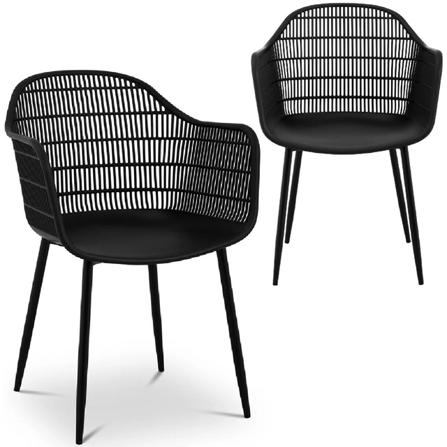 Openwork bucket chair for restaurant house up to 150 kg 2 black