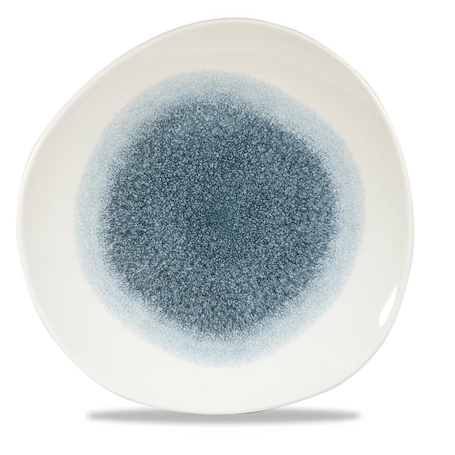 Organic Shaped Plate Raku Topaz Blue 286 mm