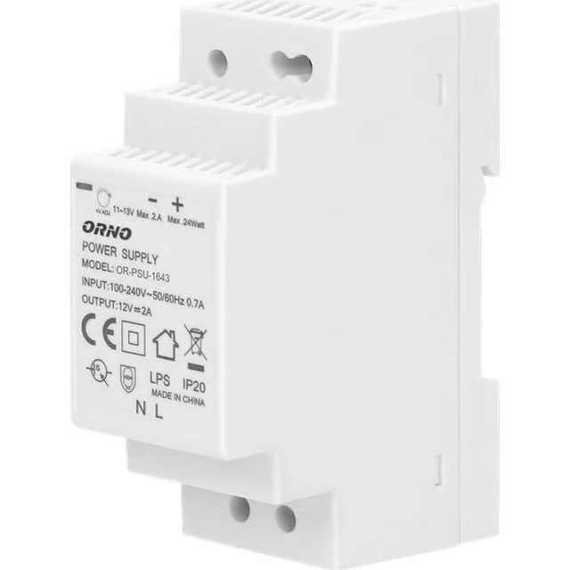 Orno DIN bėgio maitinimo šaltinis 12VDC 2A 24W OR-PSU-1643