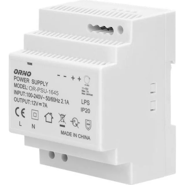 Orno DIN sínes tápegység 12VDC 7A 84W OR-PSU-1645