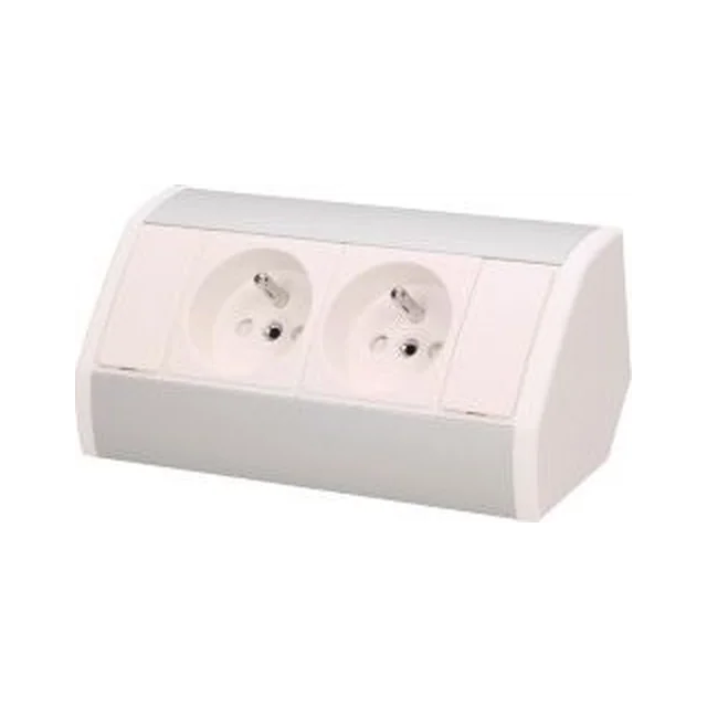 Orno Enchufe para mueble 2x2P+Z, blanco y plata