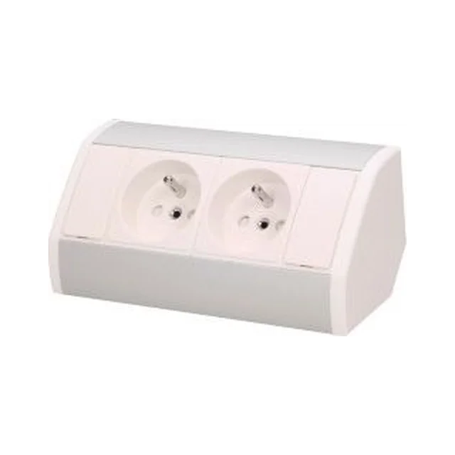 Orno Furniture socket 2x2P+Z, white and silver
