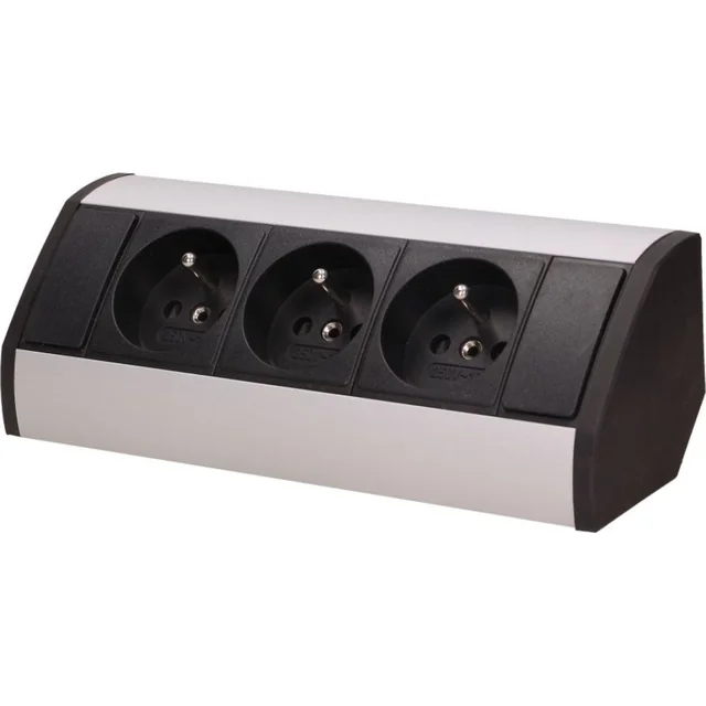 Orno Furniture socket 3x2P+Z, black and silver