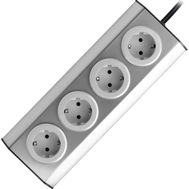 Orno Furniture socket, kitchen, mounted with Velcro, 4x2P+Z schuko, INOX with cable 1,5m.