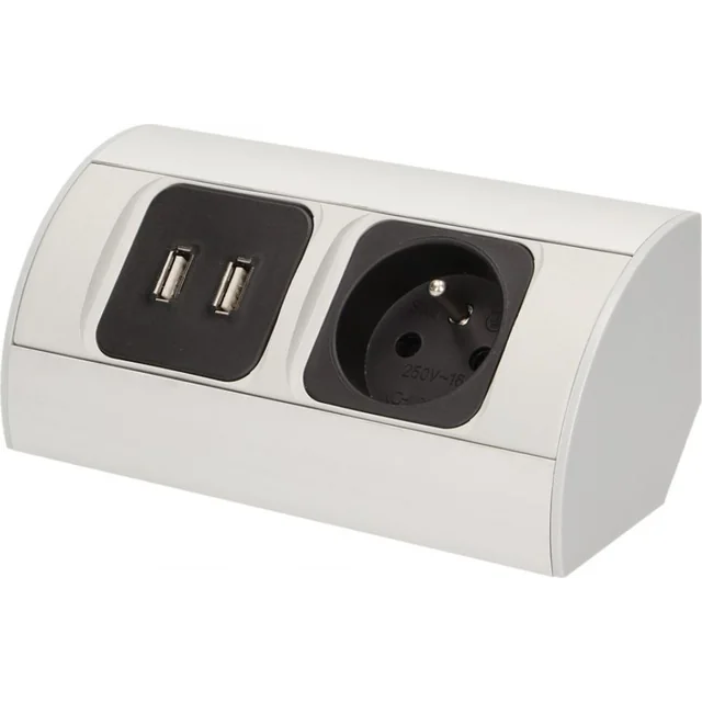 Orno Gniazdo meblowe 1x2P+Z, 2xUSB, wersja schuko