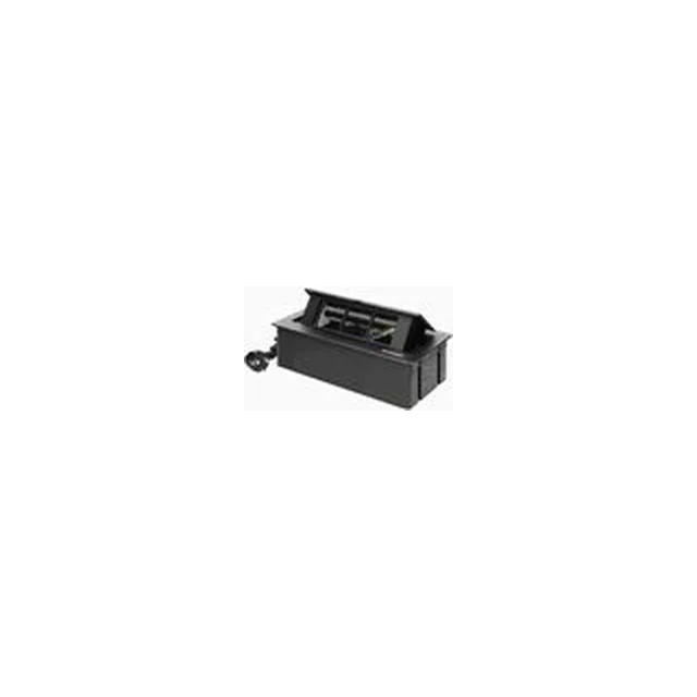 Orno NOEN Baldų kasetė įleista į stalviršį su integruotu PVC rėmu moduliniams lizdams 3 x 45x45mm arba 6 x 22,5x45mm, kabeliui 1,5m, juodas