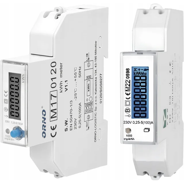 Orno Orno electricity meter OR-WE-524 1-faz. 100A MID 1 DIN module TH-35mm PV