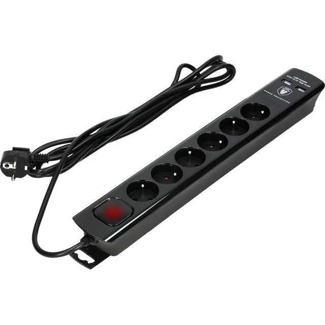 Orno power strip OR-AE-13163 surge protection 6 sockets 3 m black (OR-AE-13163/B/3M)