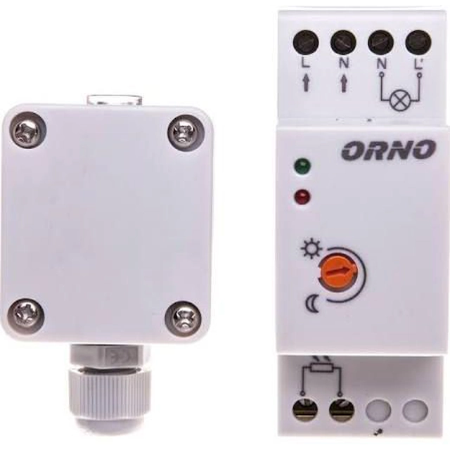 Orno Sensor crepuscular para carril DIN con sonda externa en caja 3000W 2-100lx IP65/IP20 (OR-CR-231)