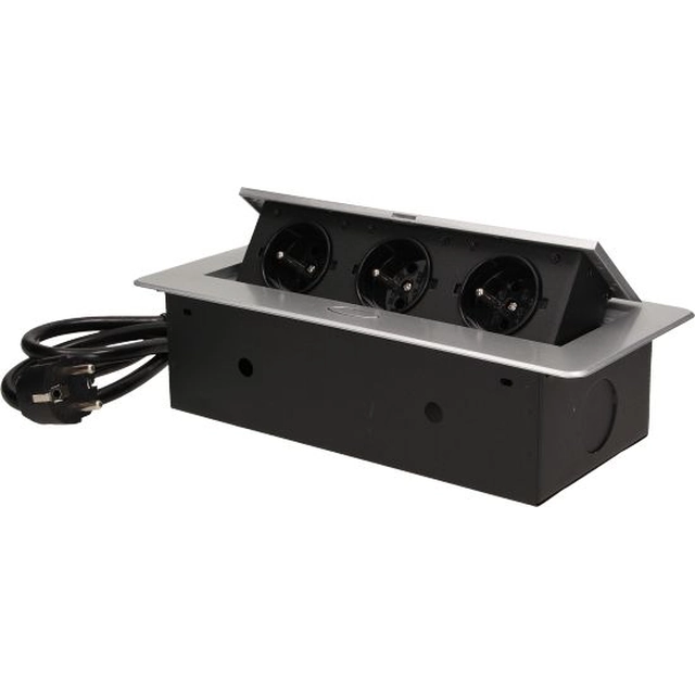 Orno Sockets recessed into the countertop 3x230V Silver (OR-AE-1337/G)