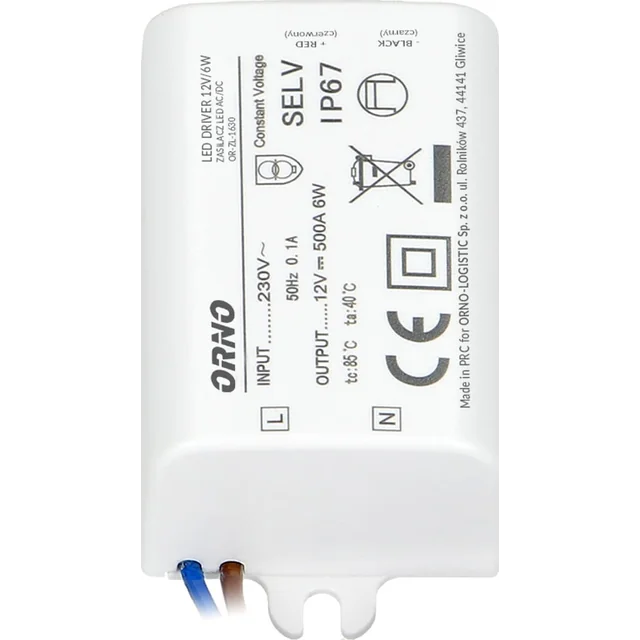 Orno Zasilacz LED MINI 6W 12V DC IP67 - OR-ZL-1630