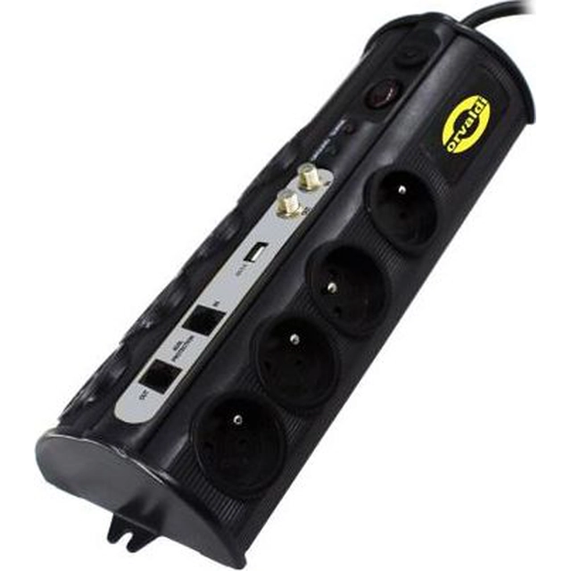 Orvaldi ORV-8PL Home surge protection power strip 8 sockets 3 m black (ORV-8HomePL)