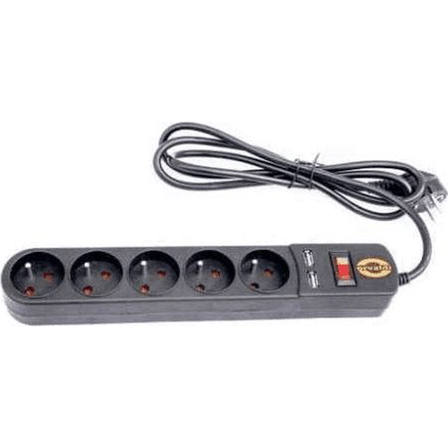 Orvaldi power strip ORV-5 surge protection 5 sockets 1.5 m black (AP5-1,5MU)