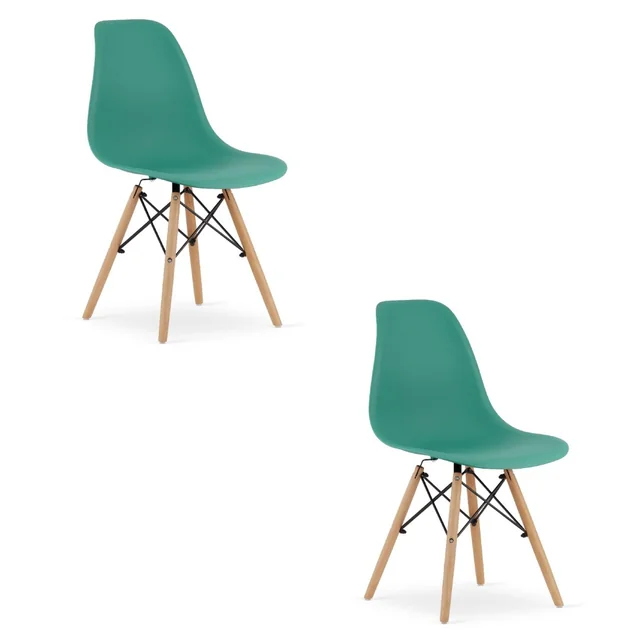 OSAKA stol gröna / naturliga ben x 2