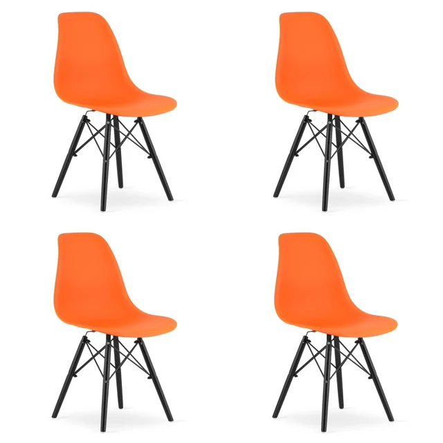 OSAKA стол оранжеви / черни крака x 4