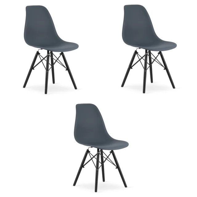 OSAKA Stuhl aus dunklem Schiefer / schwarze Beine x 3