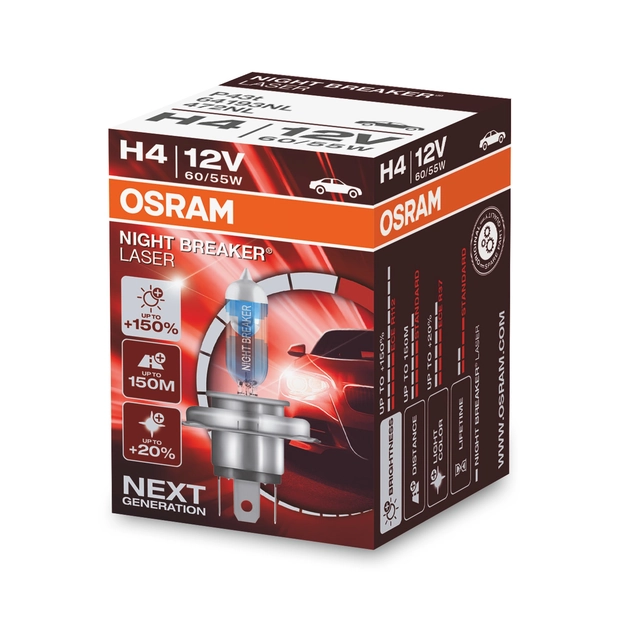 OSRAM H4 NIGHT BREAKER LASER GEN2 + 150% P43t 12V 60 / 55W (64193NL)