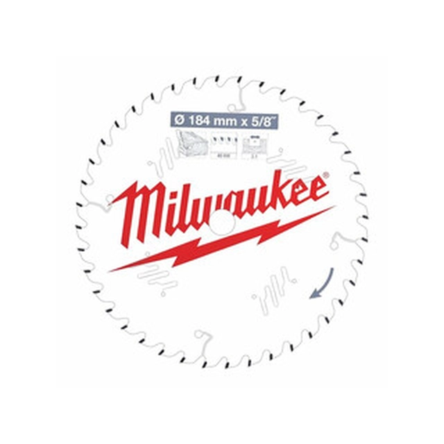 Острие за циркулярен трион Milwaukee 184 x 15,9 mm | брой зъби: 40 db | ширина на рязане: 2,1 mm